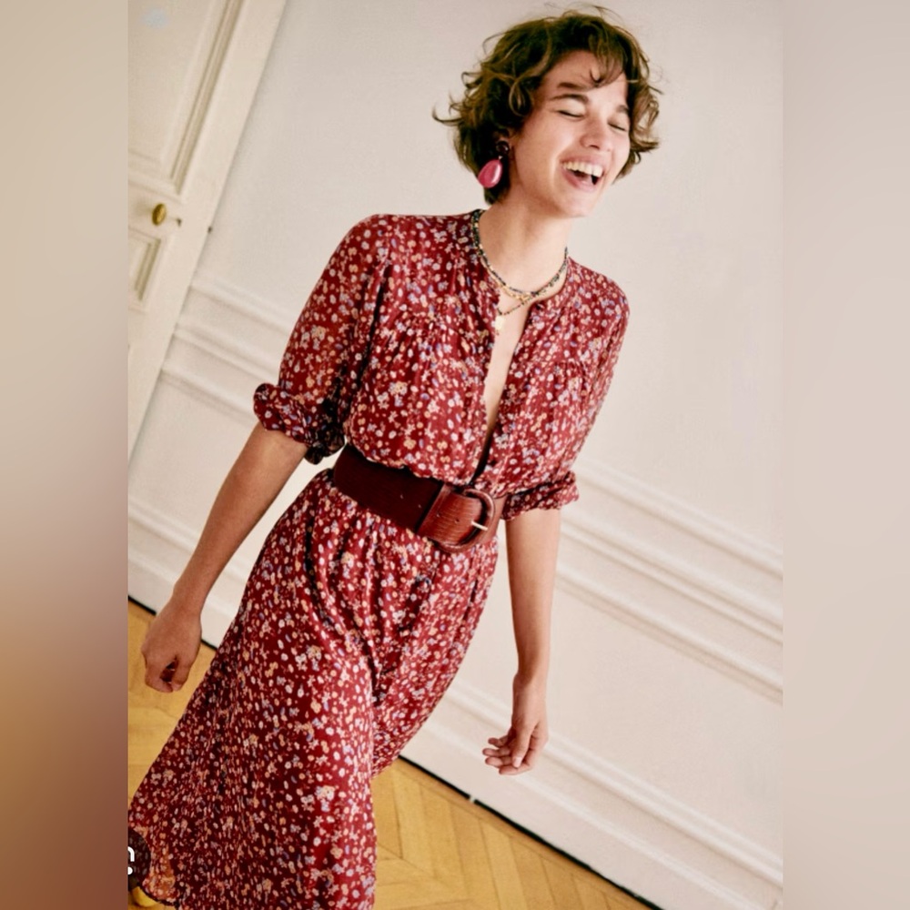 Sezane Alix Floral Midi Dress